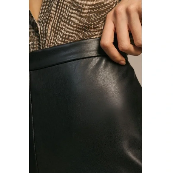 Anthropologie Hutch Faux Leather Pants New Black Flare Size 8 Medium Anthro NWT - Picture 6 of 10